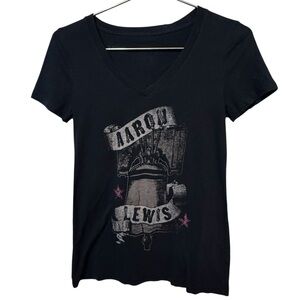 Aaron Lewis Rock Band Tour Black Graphic V-Neck Women’s M MINTY